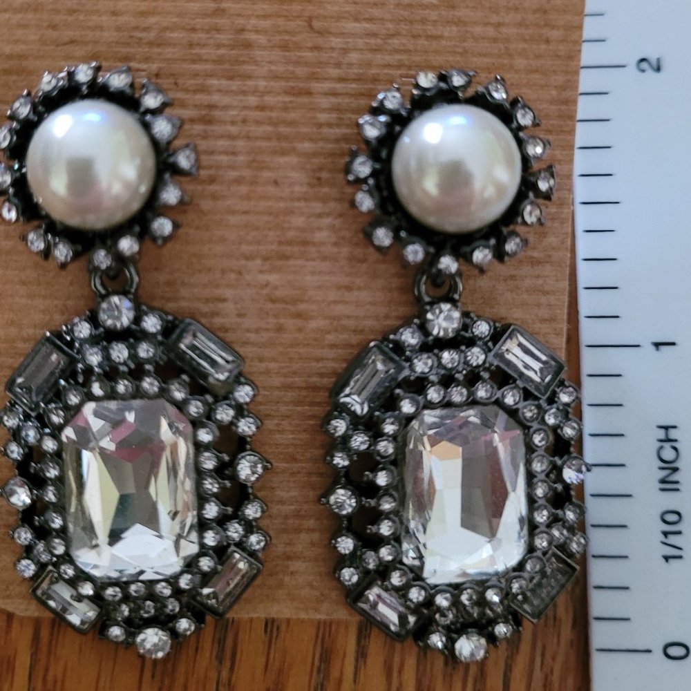Statement Crystal & Faux Pearl Earrings
